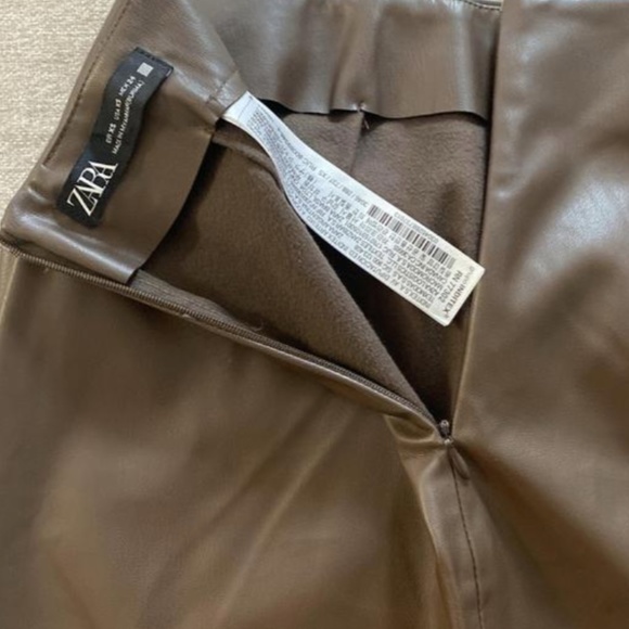 Zara Faux leather Brown pencil skirt - Picture 3 of 3